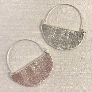 Anthropologie Silver and Tan Half-Moon Earrings